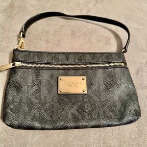 Michael Kors Black Wristlet with Gold Accents